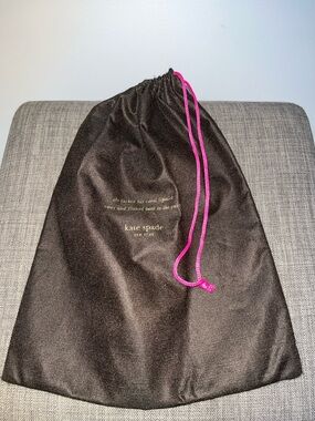 kate spade brown dust bag with pink drawstring